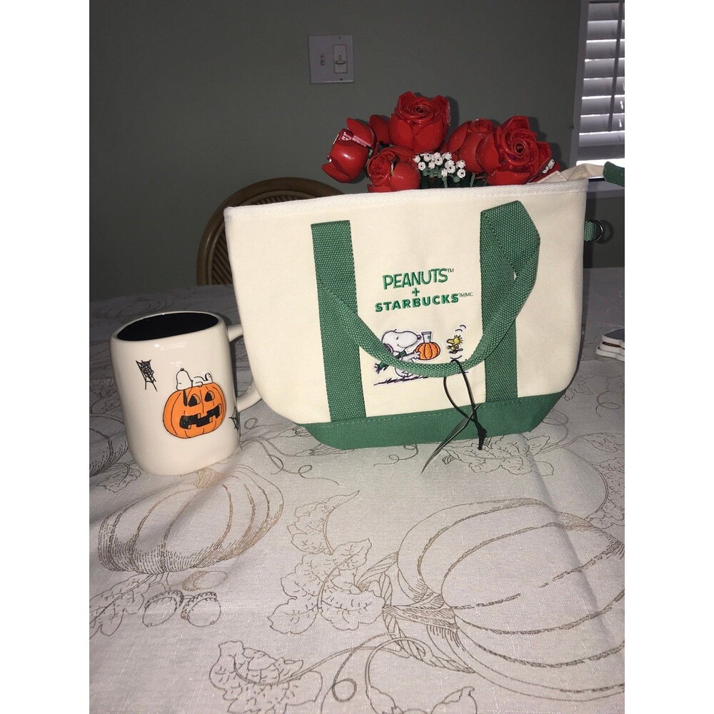 Peanuts Starbucks Halloween Tote Bag and mug
